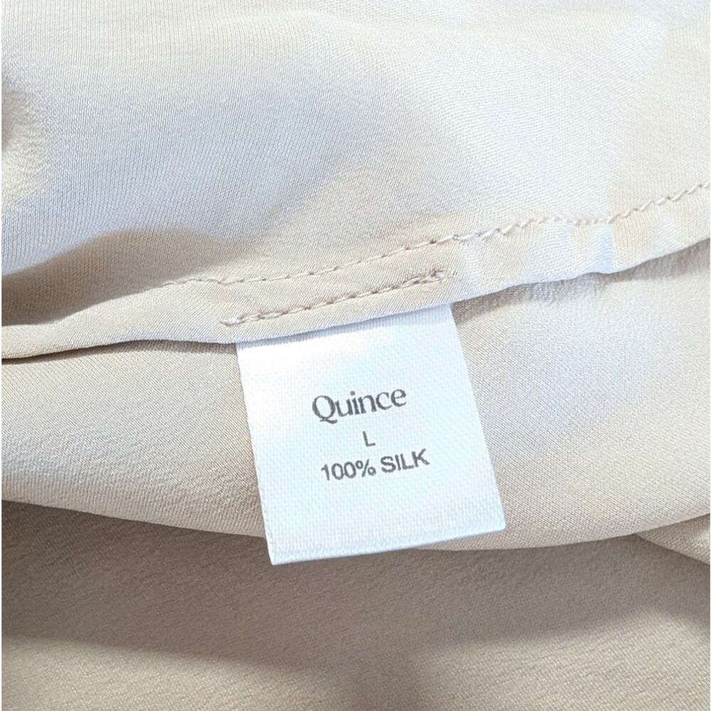 Quince Midi Silk Skirt Womens L Cream/Beige A-line Pull On - Picture 7 of 8